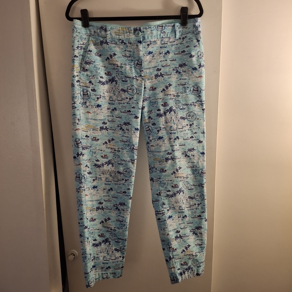 Talbots Women's Blue Patterned Ankle Pants
